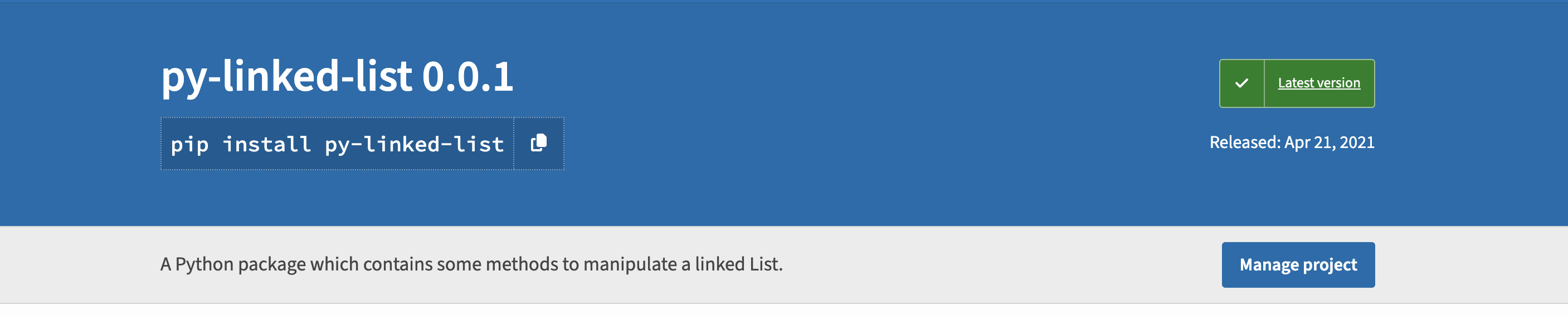 Singly Linked List Python Package